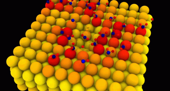 Dissociation molecule d'eau sur surface (110) du Fe